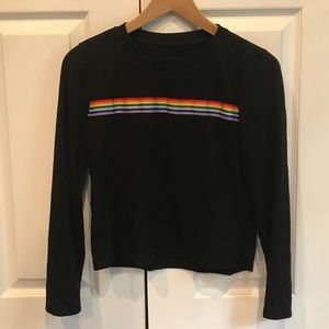 *Brand New* Black T-shirt with Rainbow Stripe